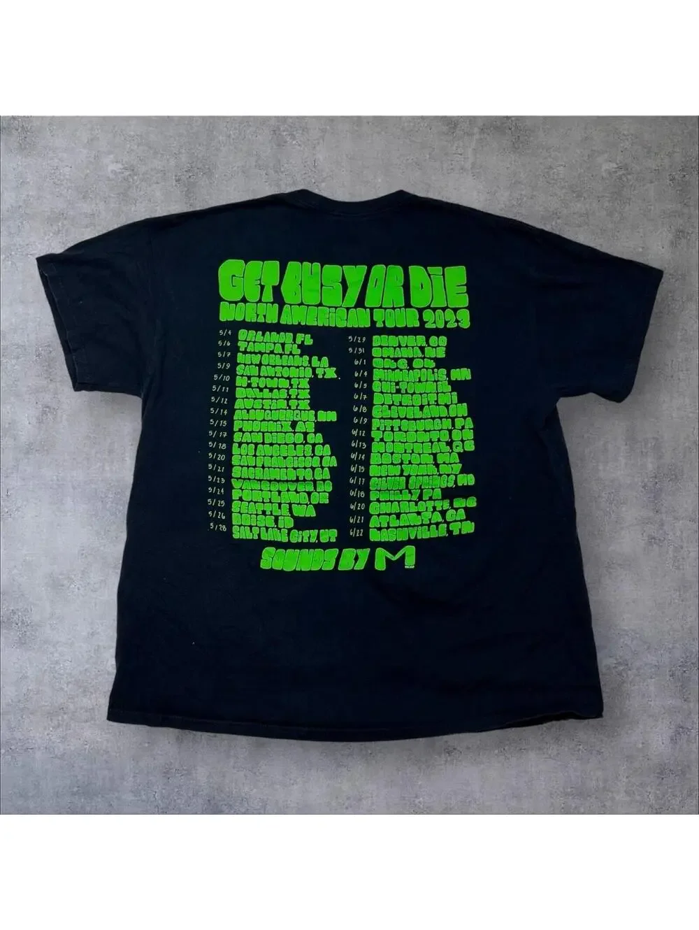 Vintage Style MICRO DJ World Tour get Busy Or Die Double Sided Mens Black Tee XL_2